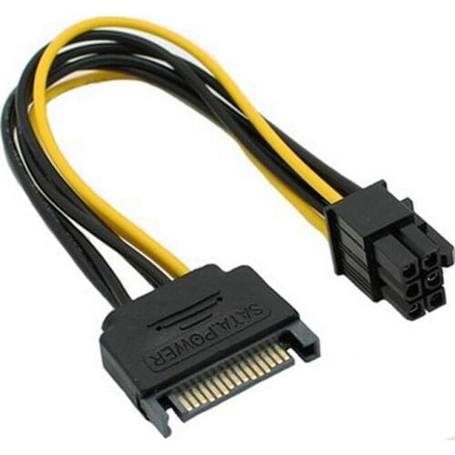 10pcs SATA Power 15Pin To 6Pin PCI-E Graphics Video Card 6pin to sata power cable 6pin to sata 6 pin sata cable