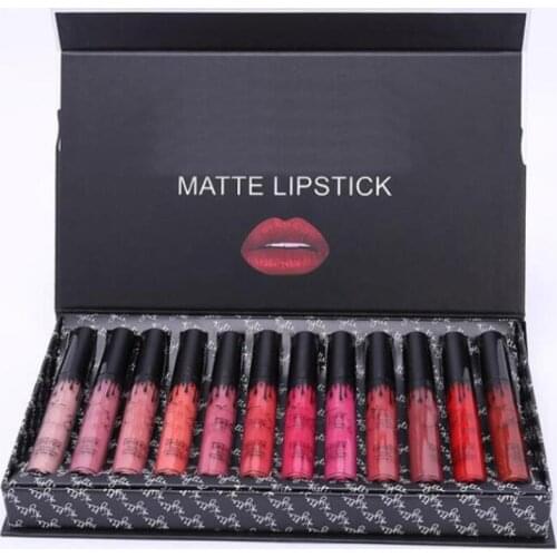 12PCS MATTE LIPSTICK 12 Days of Christmas Lipstick Vault Holiday Lipstick 12pcs set Matte Liquid Matte Lipstick Lips Makeup Set
