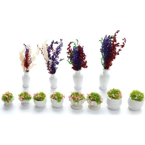 2pcs/lot Dollhouse Furniture 1:12 Accessories Mini Green Plant Bonsai Flower Pots