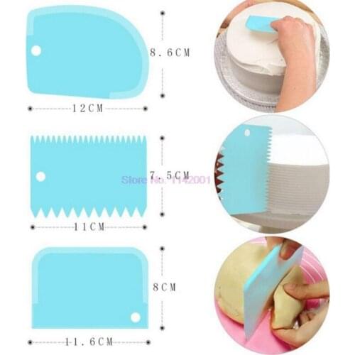 200Set 3PCS/Set Cream Scraper Irregular Teeth Edge DIY Scraper Cake Decorating Fondant Pastry Cutters Baking Spatulas tools