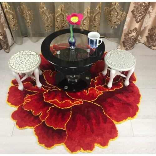 3D Peony Flower Carpet Round Rug Bedroom Livingroom Bed Parlor Pink Rug Anti-slip Hallway Chair Kids Door Floor mat Home Decor