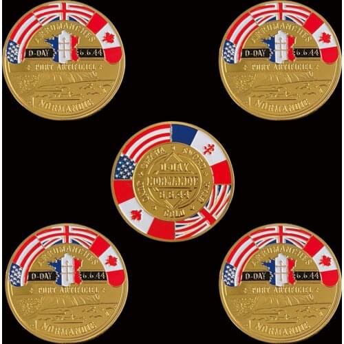 5PCS D-Day 6.6.44 Gold Coin Port Artificiel Normandie Landing For Collect