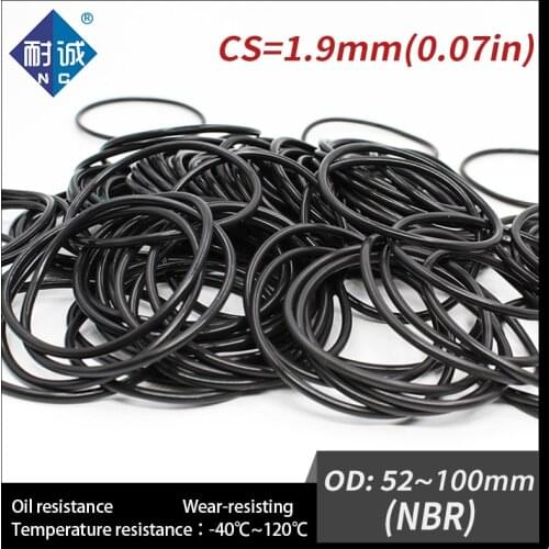 5PCS/lot Rubber Black NBR CS1.9mm OD52/54/55/56/60/62/65/70/75/80/85/90/92/95/100mm O Ring Gasket Oil resistant waterproof