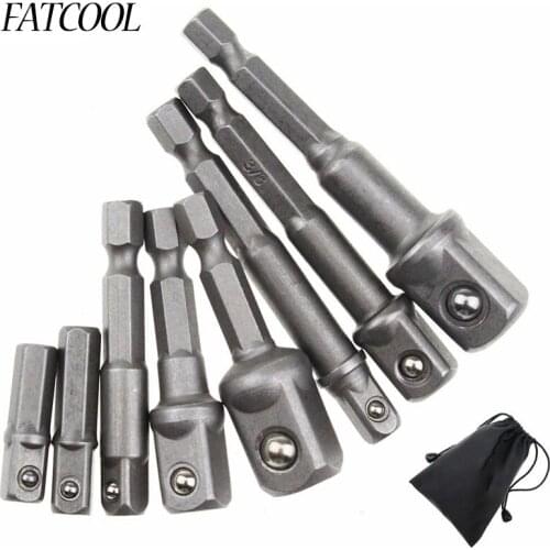 FATCOOL 8pc 1/4" Chrome Vanadium Steel Socket Adapter Bits Set Hex Shank Extension Drill Bit Bar Hex Bit Set Power Tools
