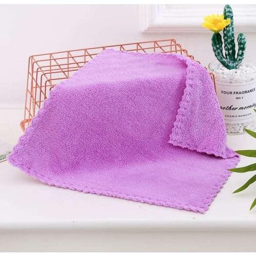 Non-stick oil coral fleece hanging towel square microfiber face wash towel dishcloth kitchen cleaning towel super absorbent
