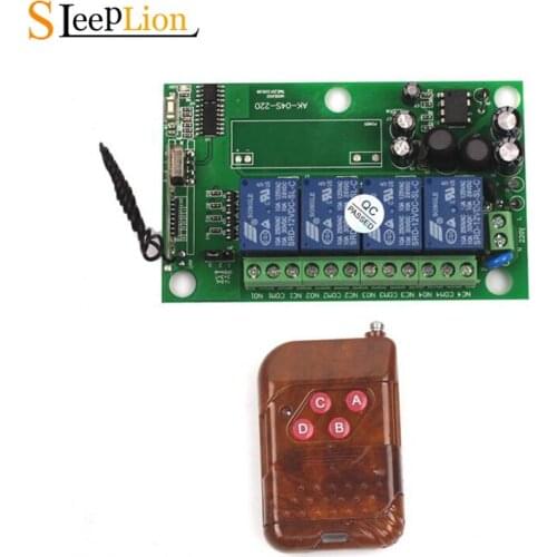 Sleeplion 110V 220V 230V 4CH Wireless Remote Control Switch Security System Garage Doors Rolling Gate 85V~250V Relay Module