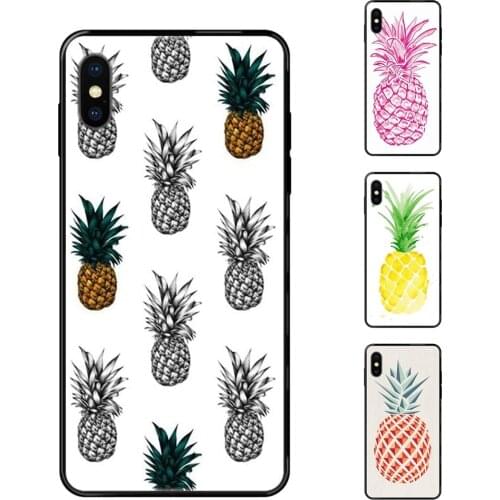 Tpu Black Soft Shell Phone Case Rubber Enjoy Fruit Pineapple Pattern For iPhone 11 12 Pro XS Max X 8 7 6s Plus 5 SE 11 12 XR SE