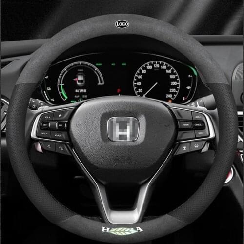 For Honda 3D Laser Printing Logo Cow Leather Car Steering Wheel Cover Fit Accord City Civic CRV BRV URV HRV Odyssey Vezel Stream