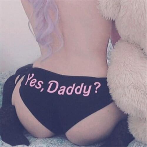 Women Sexy Lingerie G-string Briefs Underwear Panties T string Thongs Knickers Yes Daddy Letter Printed Funny Ladies briefs