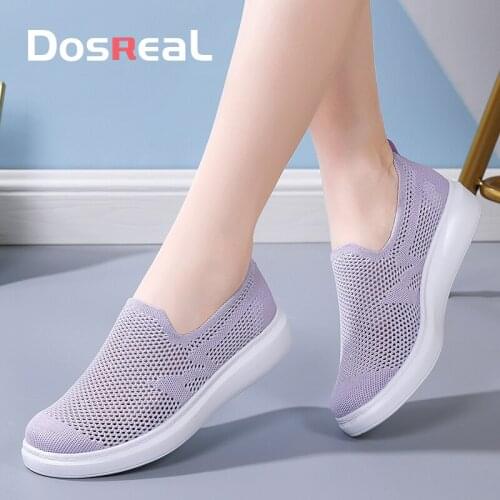 DOSREAL Casual Shoes For Women Hot Sale 2021 Summer Breathable Women Loafers Slip On Mesh Walking Shoes Ladies Large Size 43