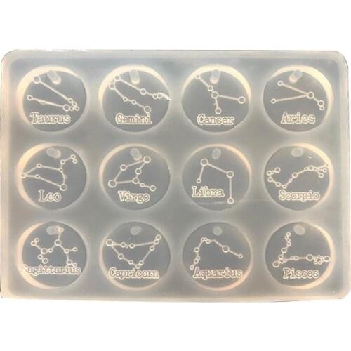 1pc Creative Constellation Silicone Mold Round Shape DIY Resin Mold Zodiac Signs Epoxy Mold DIY Jewelry Making Accessories