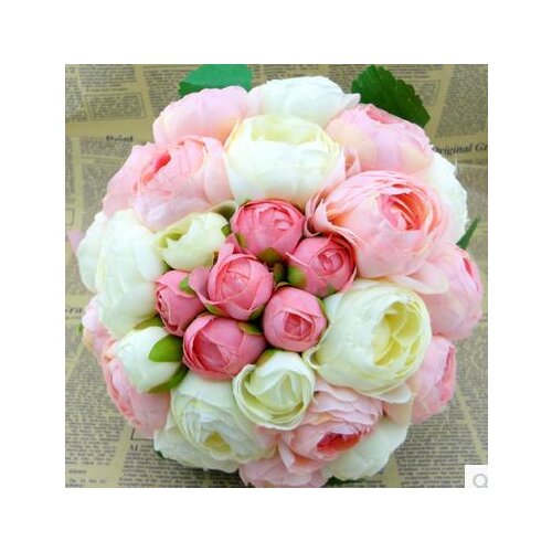 23cm 27cm Beautiful Handmade Flowers Decorative Artificial Rose Flowers Pearls Bride Bridal Lace Accents Wedding Bouquets