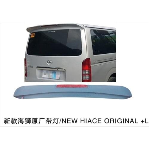 Use for toyota hiace spoiler 2005-2012 hiace spoiler with light ABS plastic materail unpainted spoiler for hiace