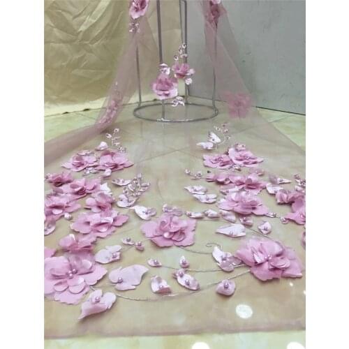 JRB-10622 Hot selling african 3D flowers lace fabric high quality embroidered tulle mesh lace fabric