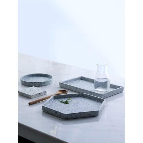 10 inch ceramic plates marble tray pigmented round rectangle cups mugs fruits trays Europe style ins popular dish home use