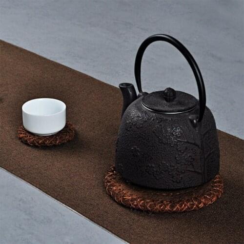 8cm/10cm/15cm Thick Brown Mat Tea Set Pot Mat, Brown Hair Woven Potholder, Tea Ceremony Accessories, Placemat