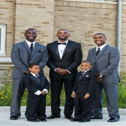 Black Gray Groomsman Custom Suit 2 Piece Men Wedding Prom Party Suits Best Man Blazer Boys Outfit Groom Tuxedos 44