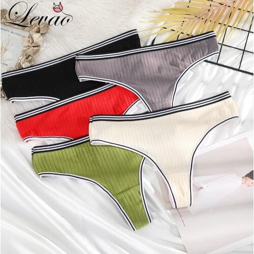 LEVAO Womens Sexy Low Waist Panties Thongs Comfortable Solid Color Underpants Intimate Lingerie Breathable Soft Thong