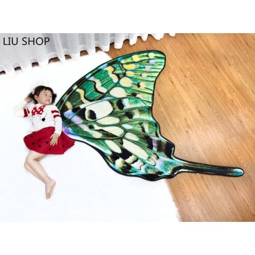 LIU Creative personality butterfly mat soft rug living room bedroom bed winter baby crawling carpet 3D cushion sofa decorative