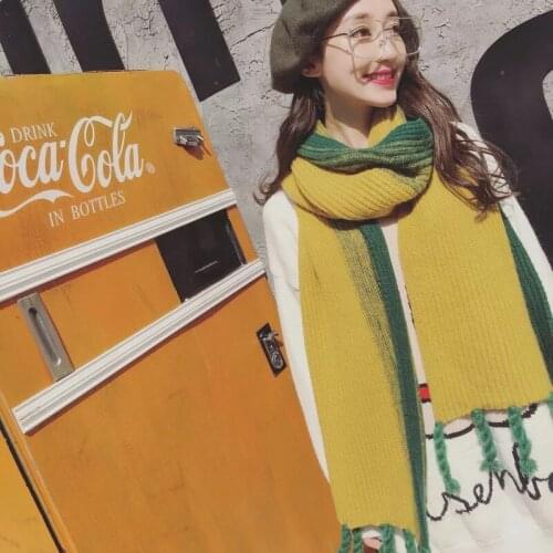 Mingjiebihuo New transition color knit imitation cashmere warm scarf bohemian rough braid tassel scarf autumn and winter female