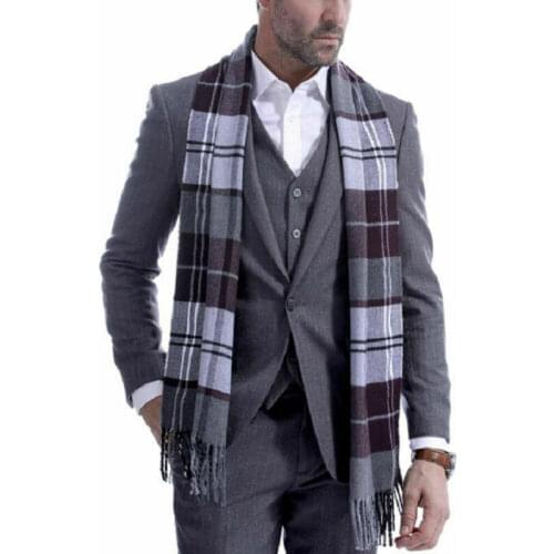 Fashion Men Scotland Soft Scarf Mens Fine Soft Thermal Scarf Check Plaid Warm Winter Shawl Neck Wrap Long Scarf 190*30 CM