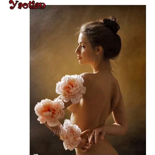 5D DIY Diamond Painting Sexy Girl Flower Full Square Round Drill Diamond Embroidery Cross Stitch Kit Mosaic Needlework Decor New