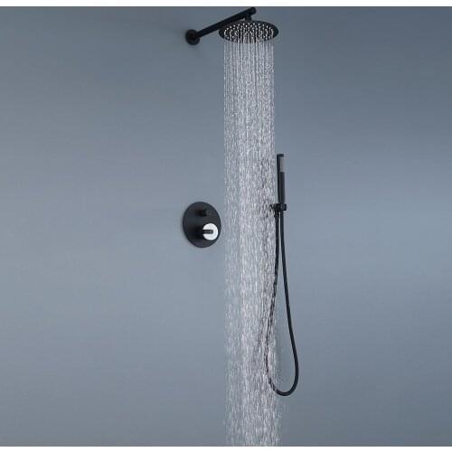 SKOWLL Bathroom Shower Faucet Set Rain Shower System with Handheld Shower Wall Mounted Rough-in Valve Body and Trim Included