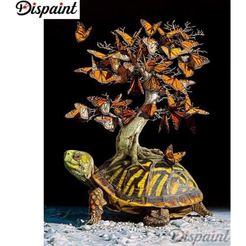 Dispaint Full Square/Round Drill 5D DIY Diamond Painting "Turtle butterfly" 3D Embroidery Cross Stitch Home Decor Gift A12434