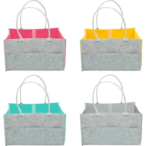 New Fashion Storage Bags Classic Delicate Multi-function Baby Diaper Bag Felt Nappy Organizer Kid Stroller Storage Case