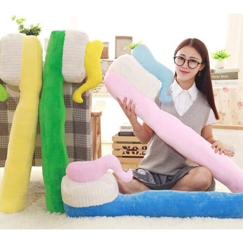 90CM One Piece Creative Toothbrush Pillow PP Cotton Stuffed Sleeping Pillows Plush Toy Sofa Decoration Office Cushions 4 Colors