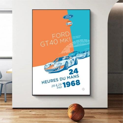 24 HEURES DU MANS 1968 Original Poster Decorative Canvas Picture Wall Art Canvas Painting for Living Room Bedroom Home Decor
