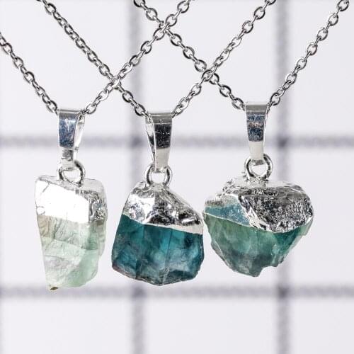 1pc Stone Pendants Green Fluorite Obsidian Chakra Natural Stone Pendant Making Jewelry Necklace Free Shipping