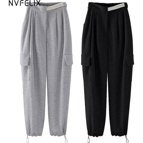 NVFelix High Waist Casual Pants Women 2021 New Loose Wide Leg Pants Fashion Overalls Mom Trousers Soft Comfort Female Slacks