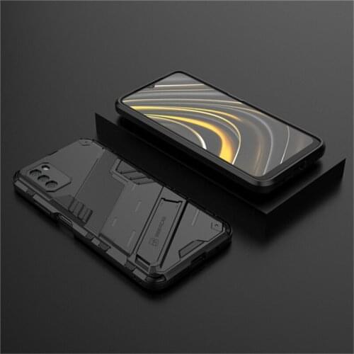 Luxury Armor Cyber Shockproof Phone Case For Xiaomi Mi Poco X3 NFC Case Stand Holder Hard Cover For Xiaomi Mi Poco M3 F2 Pro