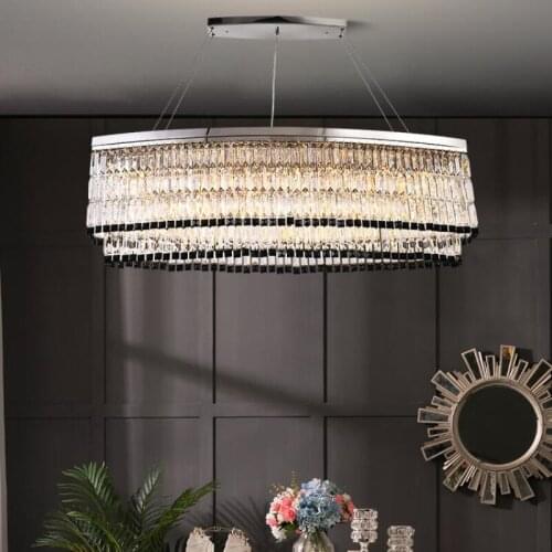 Clear crystal chandeliers rectangular restaurant island decorative lighting luxury fixture
