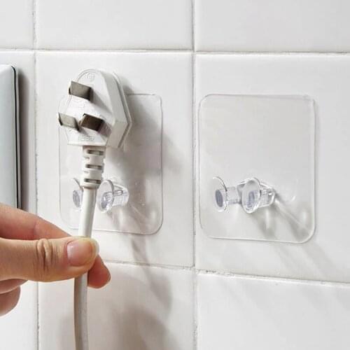 Transparent Hook Wire Rack Power Plug Storage Holder Wall Hook Cable Winder Household Products