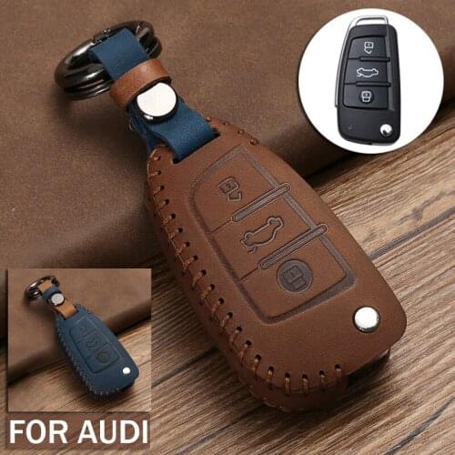 Handmade Leather Car Key Case Auto Key Protection Cover For Audi C6 A7 A8 R8 A1 A3 A4 A5 Q7 A6 Q3 Q5 S3 S5 S6 TT Holder Shell