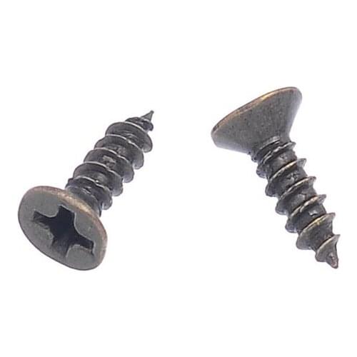 500PCs Flat Round Head Phillips Screws Fit Hinges Recessed Countersunk Self-Tapping Screws Bronze Tone 6x2mm