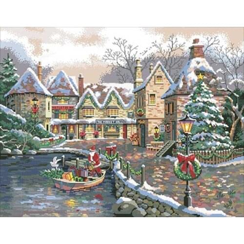 Santa Claus give gifts patterns Counted Cross Stitch 11CT 14CT 18CT DIY Chinese Cross Stitch Kits Embroidery Needlework Sets