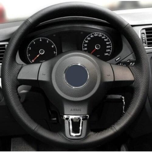 Sewing genuine leather car steering wheel cover Car accessories For Volkswagen Golf 6 Mk6 VW Polo Jetta Mk6 car-styling covers