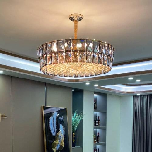 Modern Crystal Chandelier Lighting Luxury Living Room Villa American Style Lamps Simple Dining Room Bedroom Round Light Fixtures
