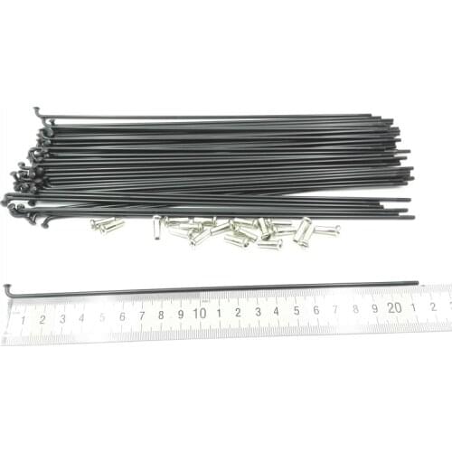 JQORG E-bike Spokes 13G 2.3mm Diameter Black Color Electric Bike Wheel Spokes For Hub Motor 40 Pieces Spokes And Nipples One Lot