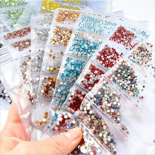 31 Colors SS3-SS10 Mix Sizes 1728pcs/Bag Nails Art Crystal Glass Rhinestones For 3D Nail Art Rhinestones Decoration Gems