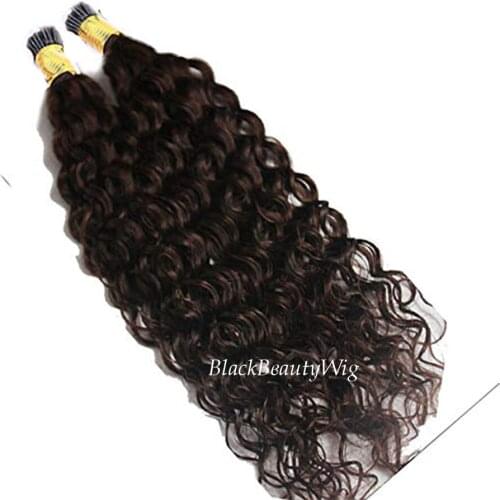 Loose Deep Curly I Tip Human Hair Extension Brazilian Curly Remy Pre-Bonded Stick I Tip Hair Bundles 100 strands 100g #2 #4 #1b