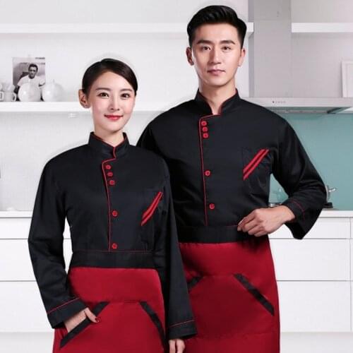 Chef Clothes Longsleeve Chef Uniform Restaurant Chef Jacket+Apron Kitchen Bakery Catering Uniform Breathable Waiter Cook Wear