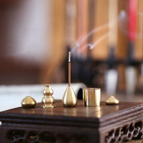 High Quality Brass Incense Burner Holder for Incense Stick Coil Bottle Gourd Shaped Copper Incense Holder