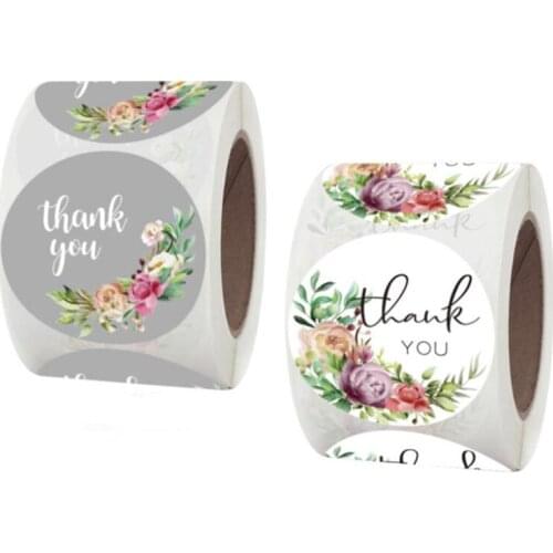1.5Inch Gray Color Thank You Stickers Labels Decoration Paper Scrapbooking Sticker Sealing Stationery Supply 50PCS