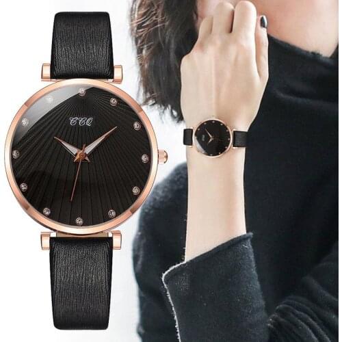 100pcs/Lot Reloj Mujer CCQ Casual Leather Watch Women Simple Round Drill Scale Wristwatch Fashion Ladies Clock Zegarek Damski