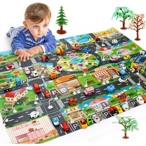 130*100 Children City Map Road Carpet Chinese English Toys Baby Play Mat Kids Educational Surface Activity Bedroom Rug Floor Mat