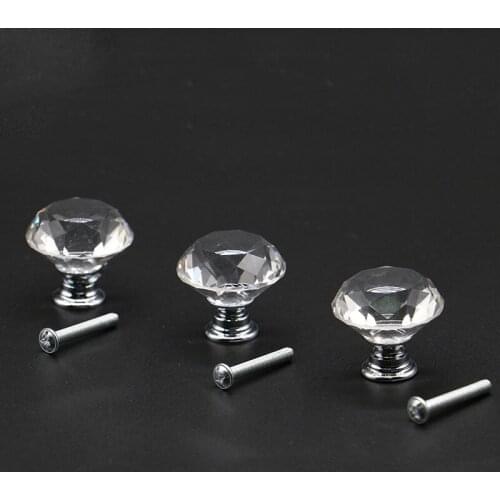 20/30/40mm Cabinet Door Wardrobe Handles Hardware Diamond Shape Design Crystal Glass Knobs Cupboard Drawer Pull Kitchen Handles